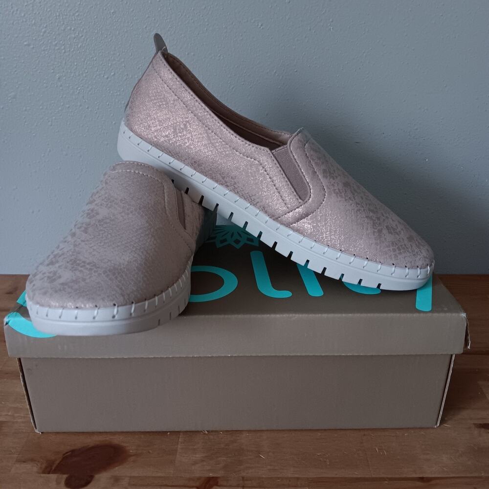 GLOLILY Elle Slip-On Champagne Snake Comfort Shoes Womens Size: 10 M‎  NWB